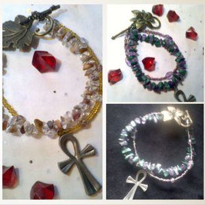 Friendship Crystal Bracelet Gift Set With Ankhs